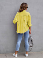 Distressed Drop Shoulder Denim Jacket - Dressed.