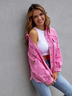 Distressed Drop Shoulder Denim Jacket - Dressed.