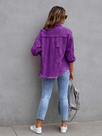 Distressed Drop Shoulder Denim Jacket - Dressed.