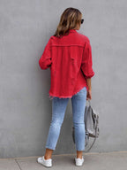 Distressed Drop Shoulder Denim Jacket - Dressed.