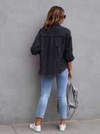 Distressed Drop Shoulder Denim Jacket - Dressed.