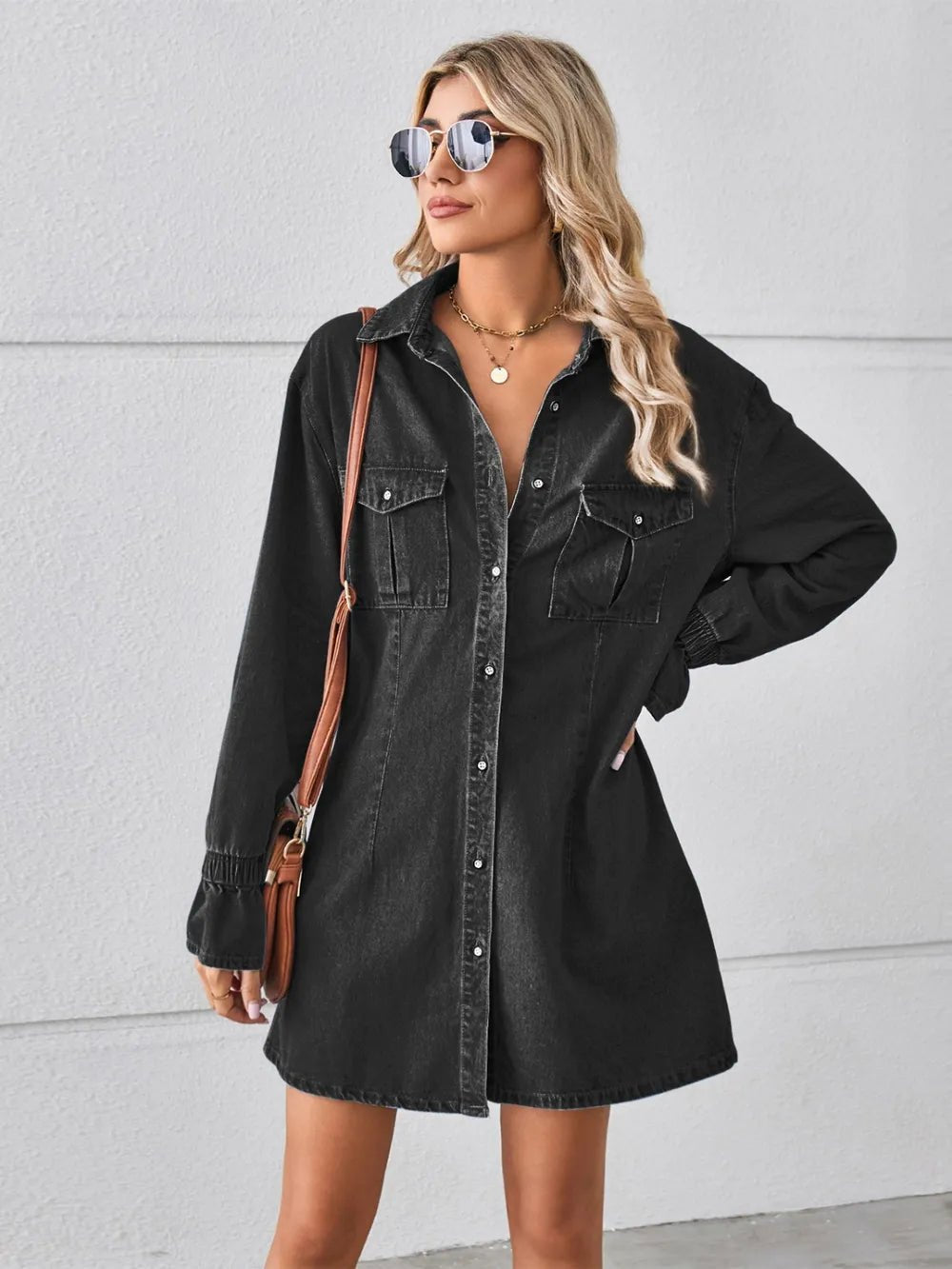 Elise Pocketed Dropped-Shoulder Mini Dress - Dressed.