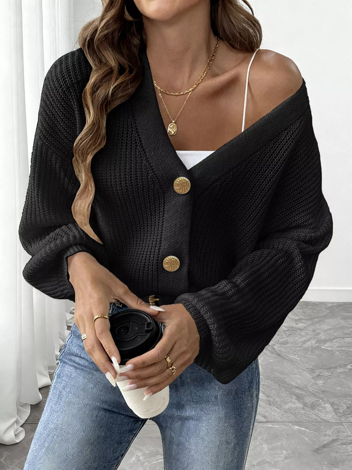 Elise Ribbed Button-Front Cardigan - Dressed.