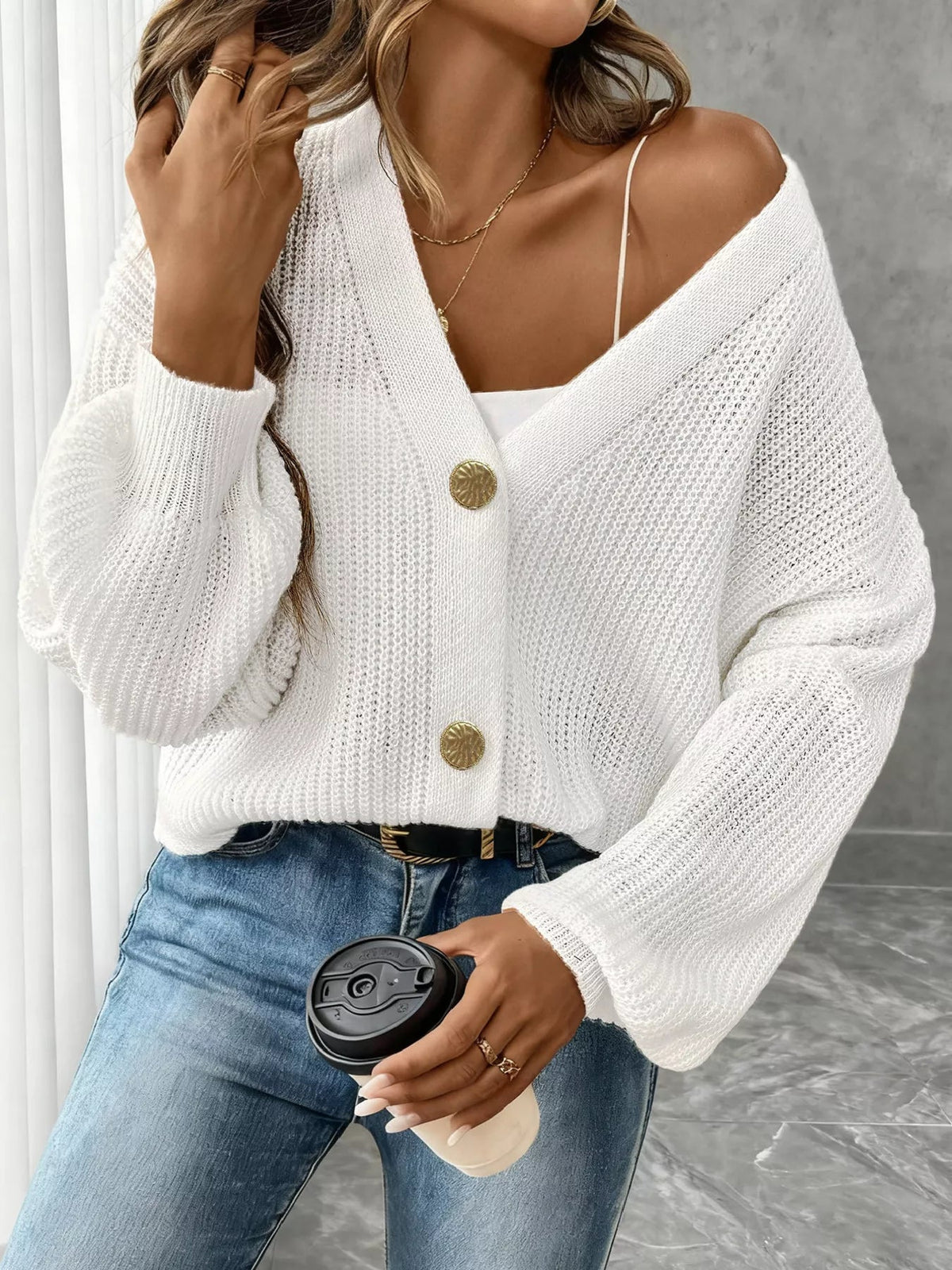 Elise Ribbed Button-Front Cardigan - Dressed.