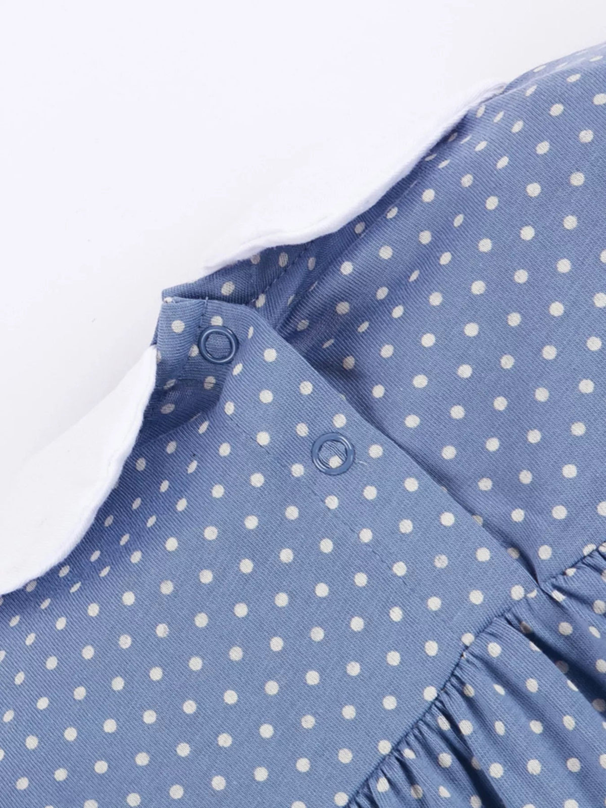 Elodie Embroidered Polka-Dot Dress — Dusty Blue - Dressed.