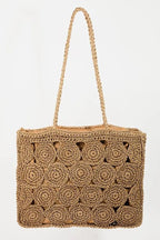 Fame Square Braided Pattern Tote Bag - Dressed.