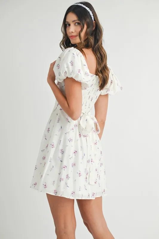 Fleur Puff-Sleeve Floral Mini Dress - Dressed.