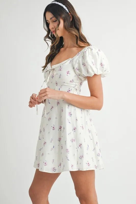 Fleur Puff-Sleeve Floral Mini Dress - Dressed.