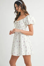 Fleur Puff-Sleeve Floral Mini Dress - Dressed.