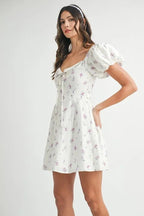 Fleur Puff-Sleeve Floral Mini Dress - Dressed.