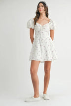 Fleur Puff-Sleeve Floral Mini Dress - Dressed.