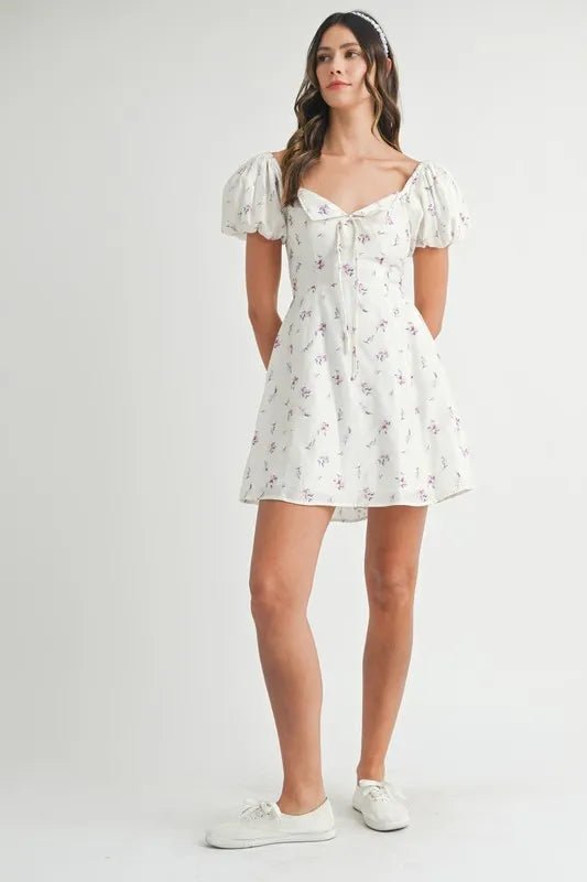 Fleur Puff-Sleeve Floral Mini Dress - Dressed.