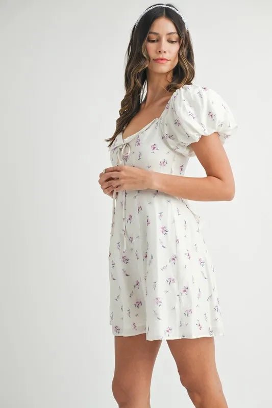 Fleur Puff-Sleeve Floral Mini Dress - Dressed.