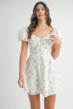 Fleur Puff-Sleeve Floral Mini Dress - Dressed.