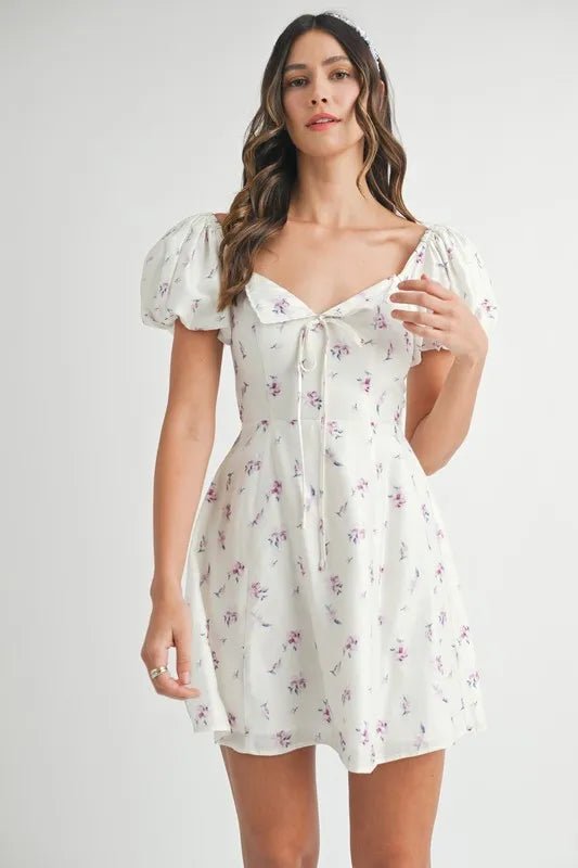 Fleur Puff-Sleeve Floral Mini Dress - Dressed.