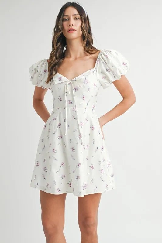 Fleur Puff-Sleeve Floral Mini Dress - Dressed.