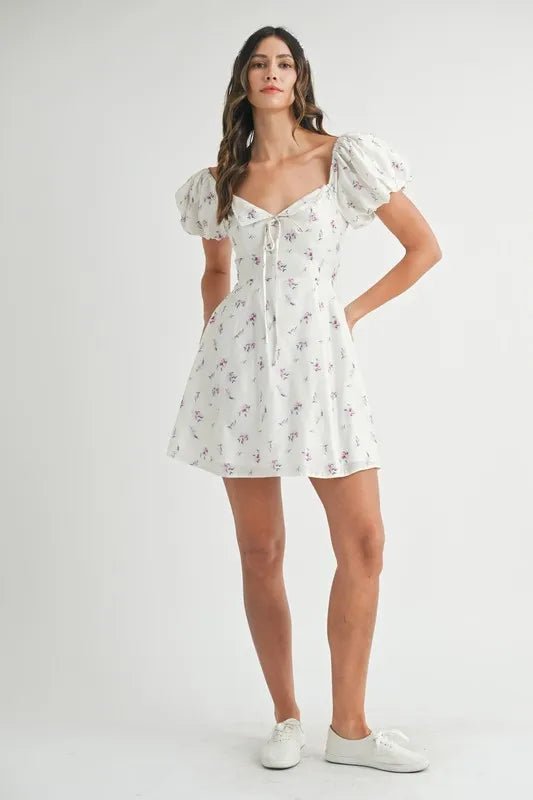 Fleur Puff-Sleeve Floral Mini Dress - Dressed.