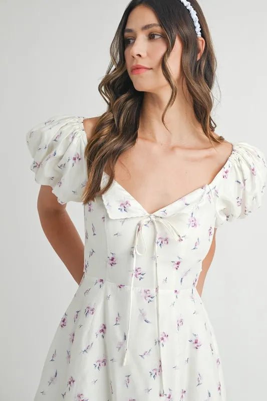 Fleur Puff-Sleeve Floral Mini Dress - Dressed.
