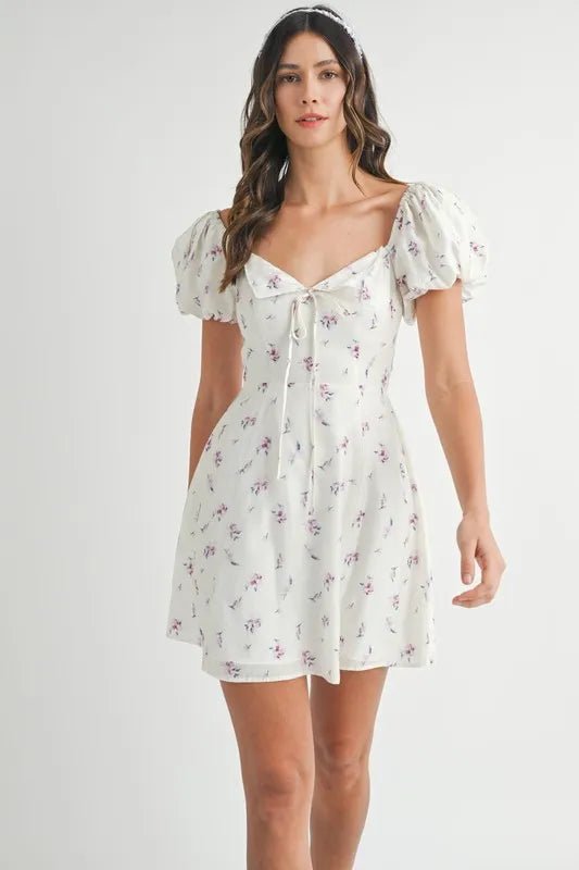 Fleur Puff-Sleeve Floral Mini Dress - Dressed.