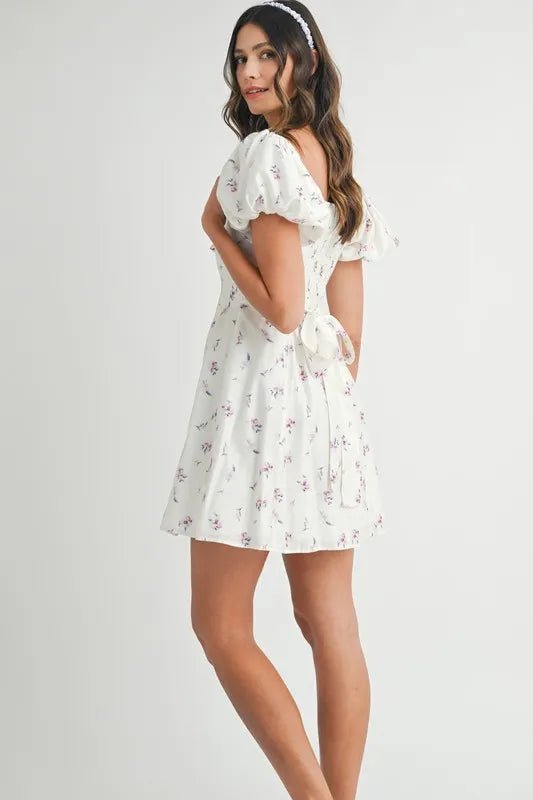 Fleur Puff-Sleeve Floral Mini Dress - Dressed.