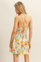 Flora Satin Floral Cowl-Neck Mini Dress - Dressed.
