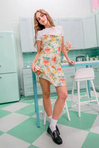 Flora Satin Floral Cowl-Neck Mini Dress - Dressed.