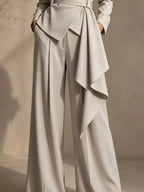 Full Size Belted Blazer and Wide-Leg Pants Set Plus Size - Dressed.