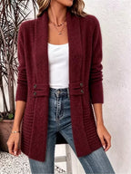 Full Size Open Front Long Sleeve Cardigan Plus Size - Dressed.