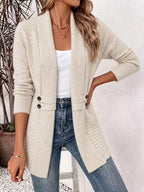 Full Size Open Front Long Sleeve Cardigan Plus Size - Dressed.