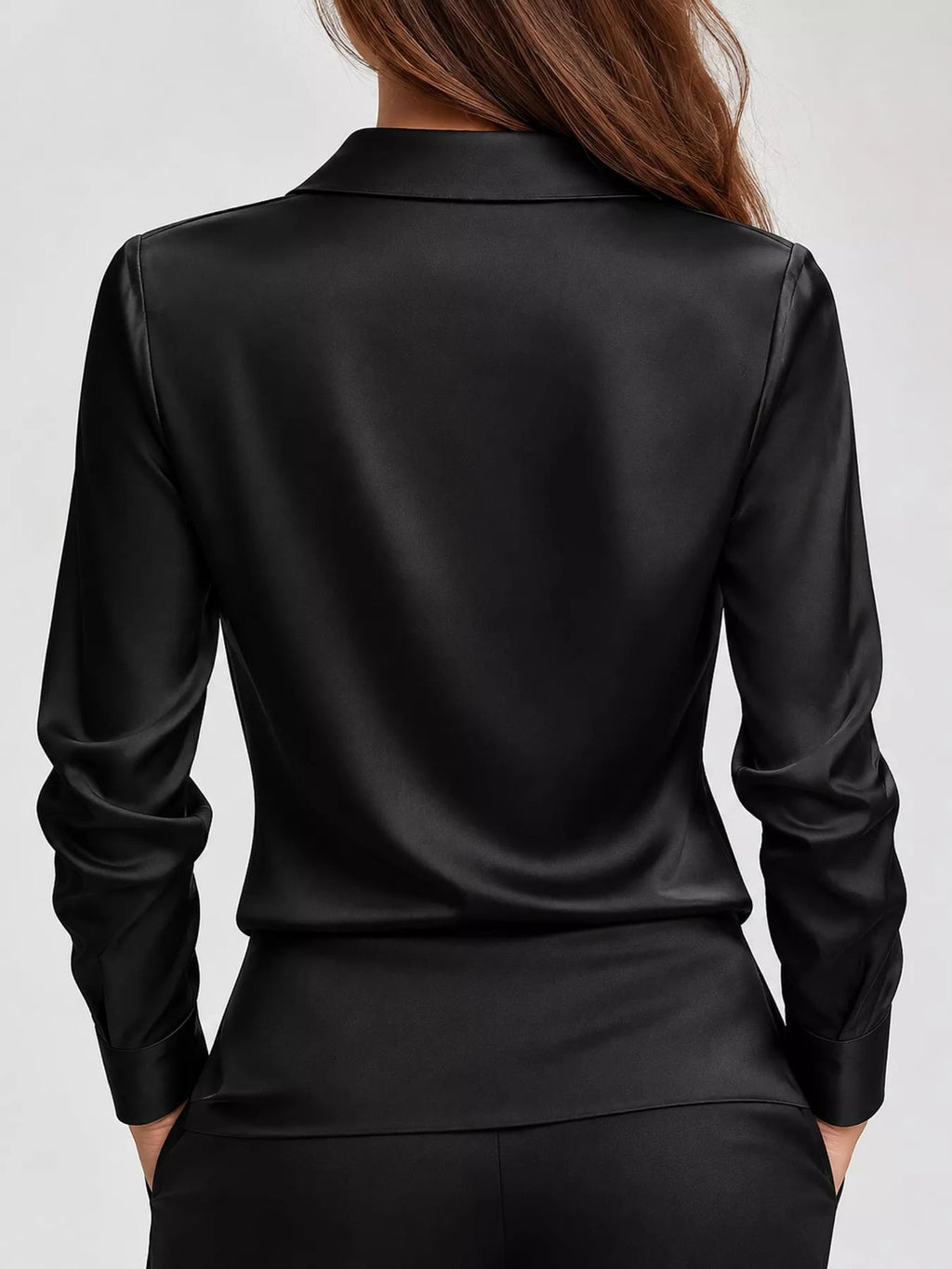 Full Size Satin Cowl Neck Blouse Plus Size - Dressed.
