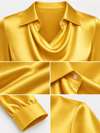 Full Size Satin Cowl Neck Blouse Plus Size - Dressed.