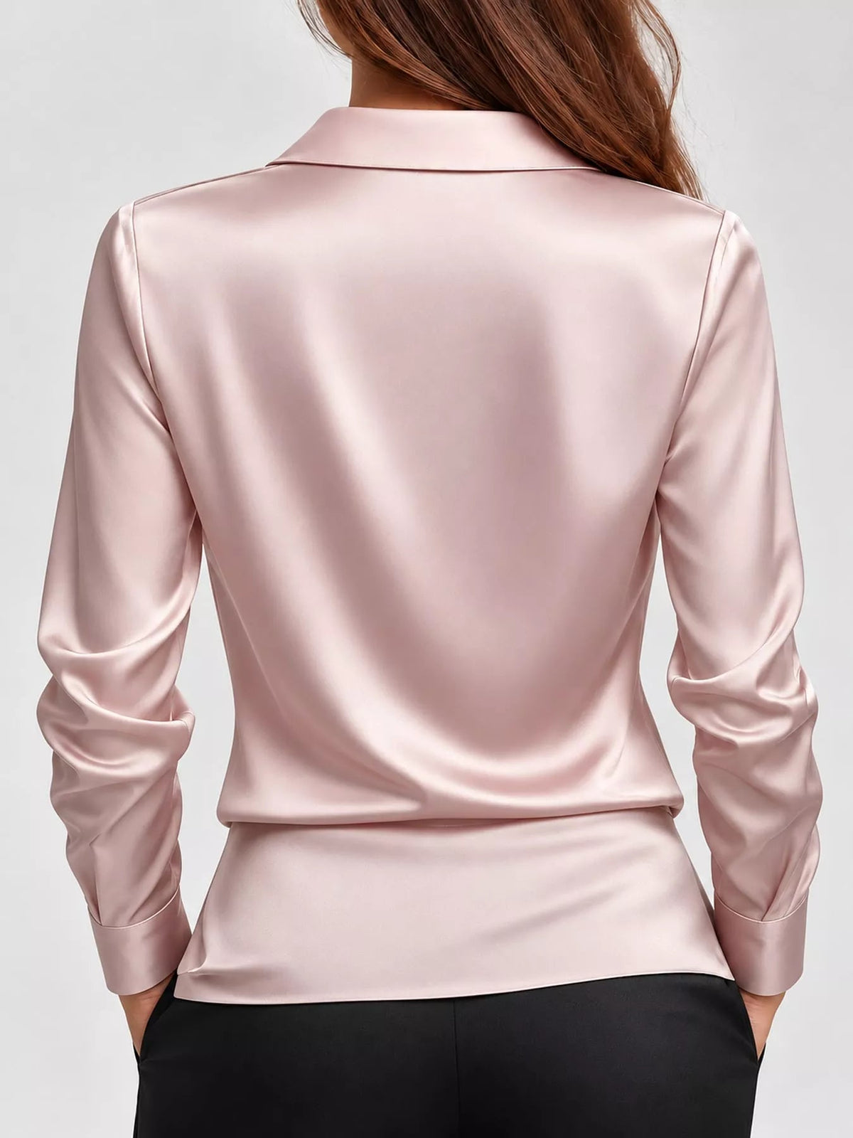 Full Size Satin Cowl Neck Blouse Plus Size - Dressed.