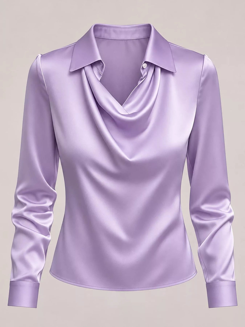 Full Size Satin Cowl Neck Blouse Plus Size - Dressed.