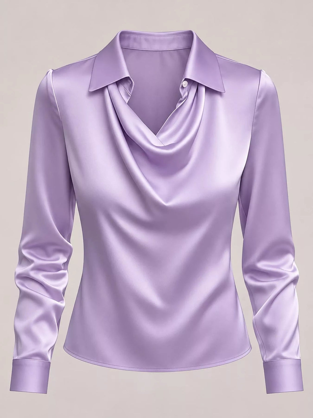 Full Size Satin Cowl Neck Blouse Plus Size - Dressed.