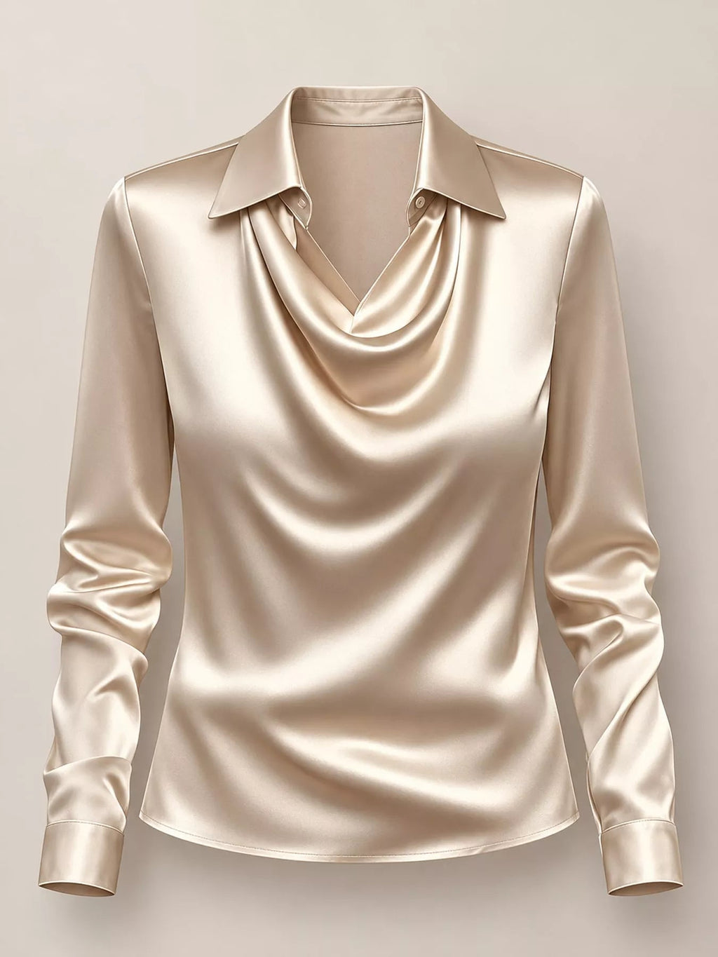 Full Size Satin Cowl Neck Blouse Plus Size - Dressed.