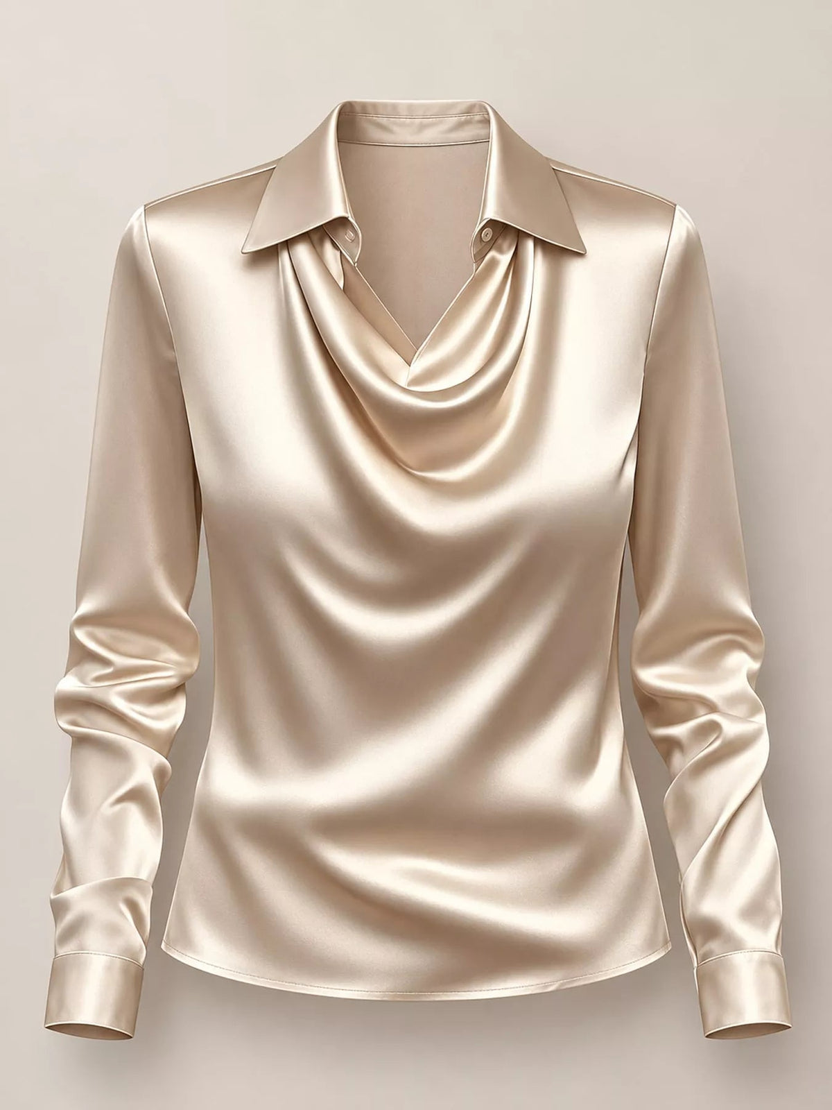 Full Size Satin Cowl Neck Blouse Plus Size - Dressed.