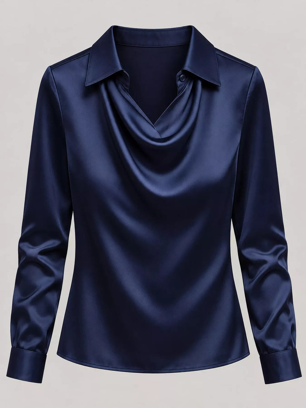 Full Size Satin Cowl Neck Blouse Plus Size - Dressed.