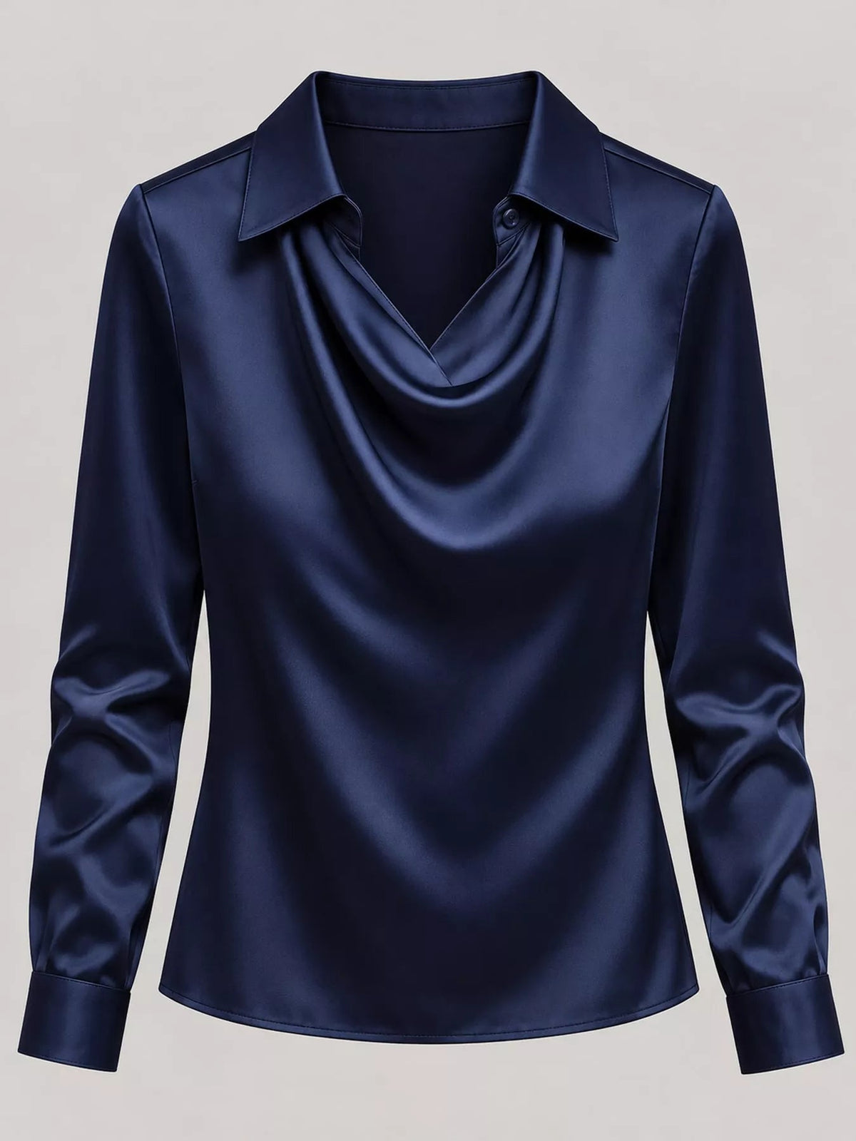 Full Size Satin Cowl Neck Blouse Plus Size - Dressed.