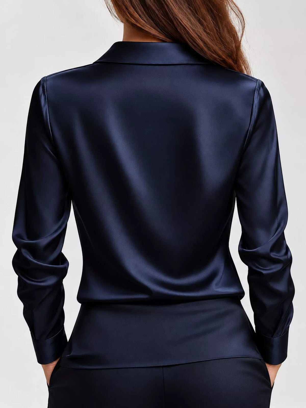 Full Size Satin Cowl Neck Blouse Plus Size - Dressed.