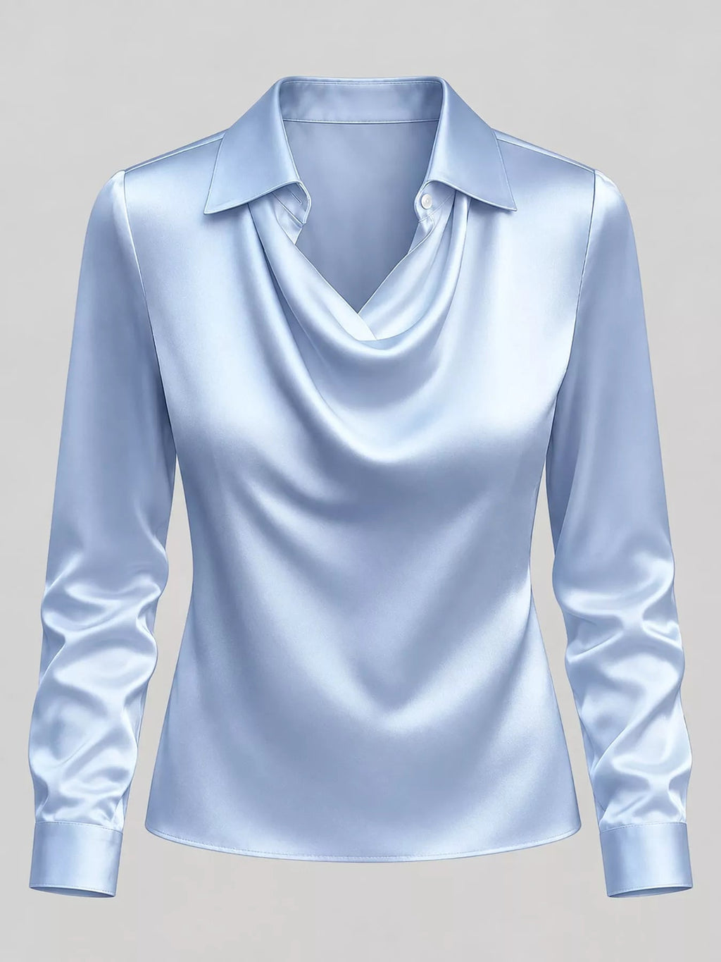 Full Size Satin Cowl Neck Blouse Plus Size - Dressed.