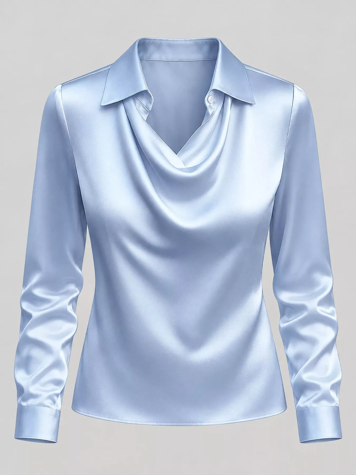 Full Size Satin Cowl Neck Blouse Plus Size - Dressed.