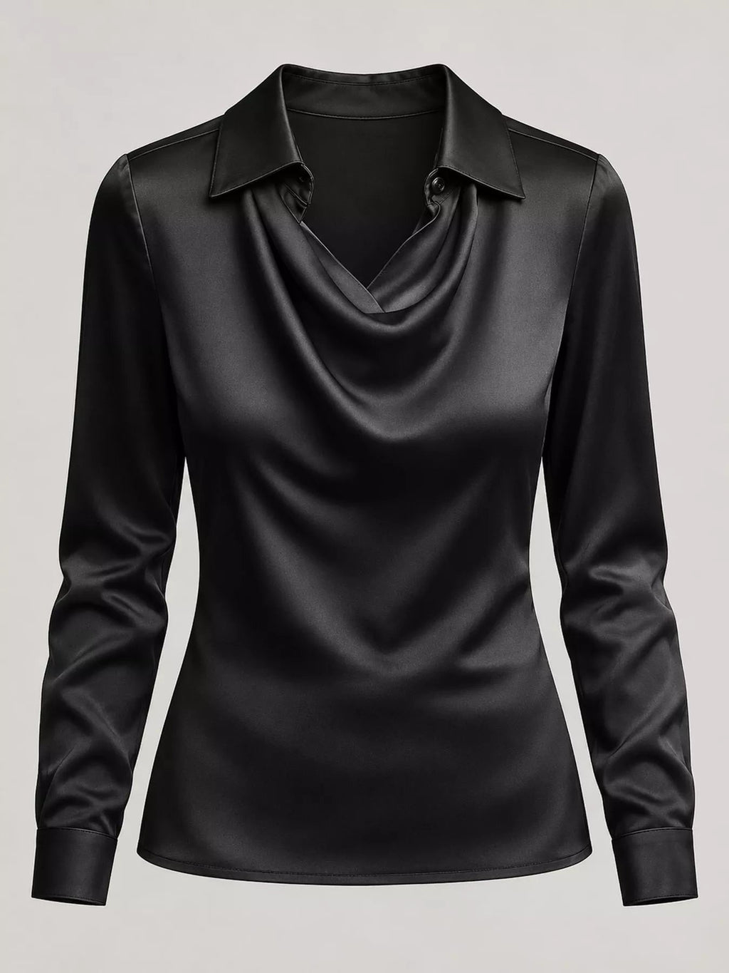 Full Size Satin Cowl Neck Blouse Plus Size - Dressed.