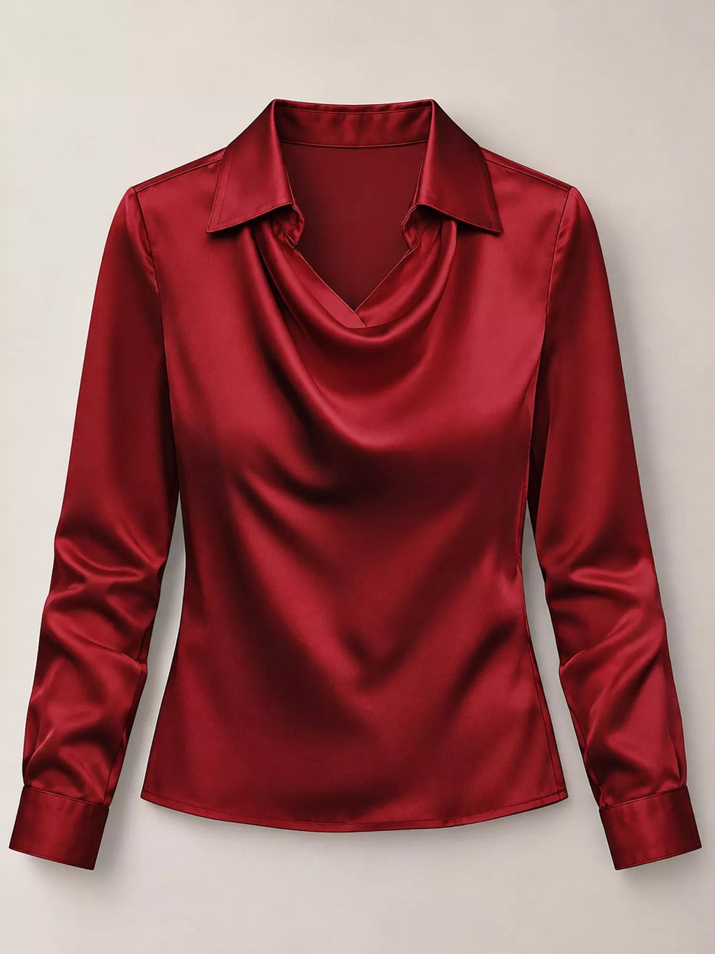 Full Size Satin Cowl Neck Blouse Plus Size - Dressed.