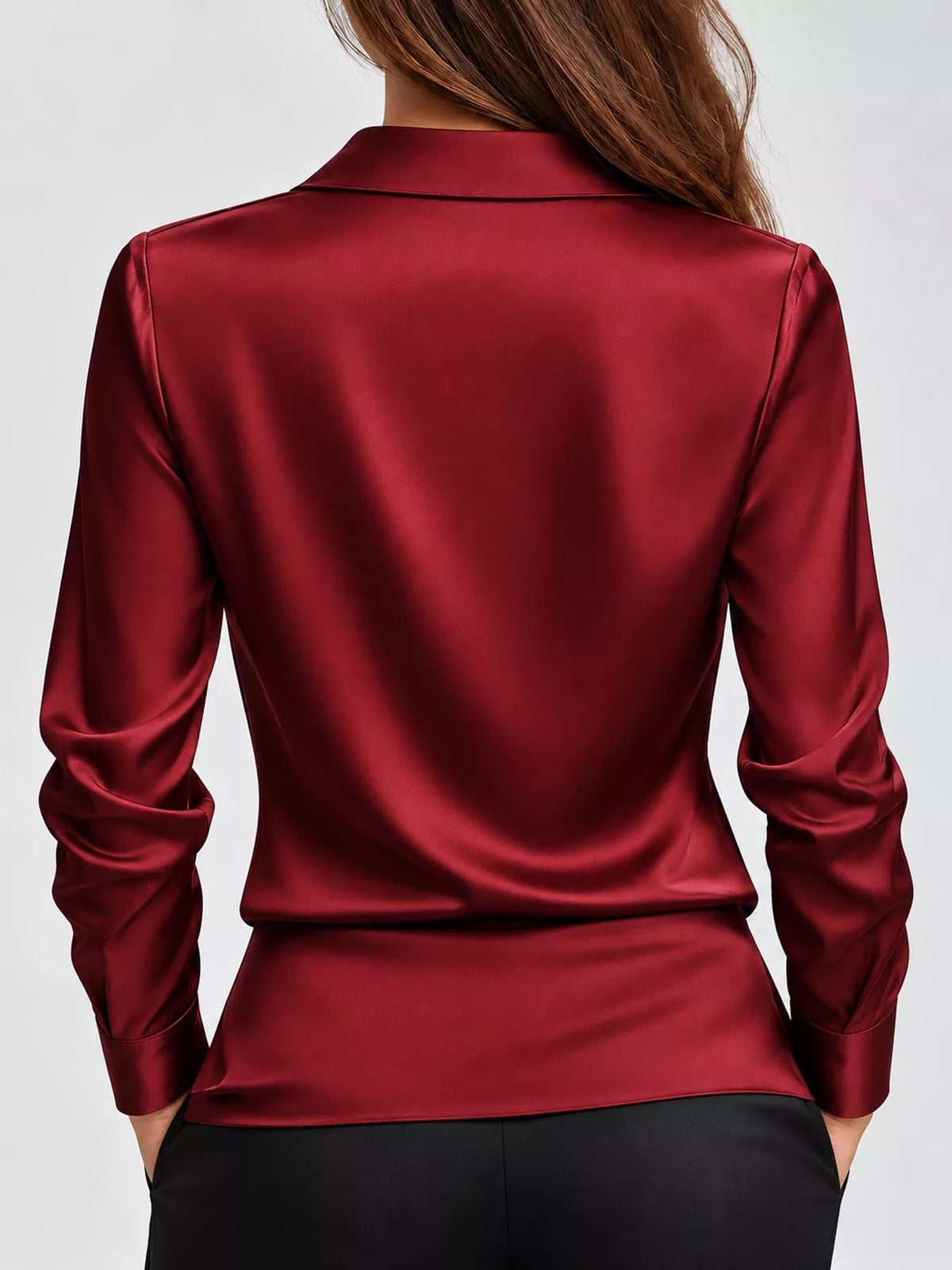 Full Size Satin Cowl Neck Blouse Plus Size - Dressed.