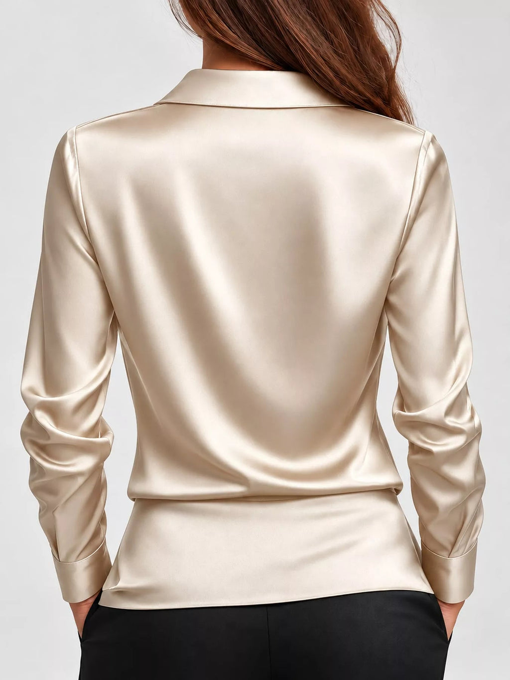 Full Size Satin Cowl Neck Blouse Plus Size - Dressed.