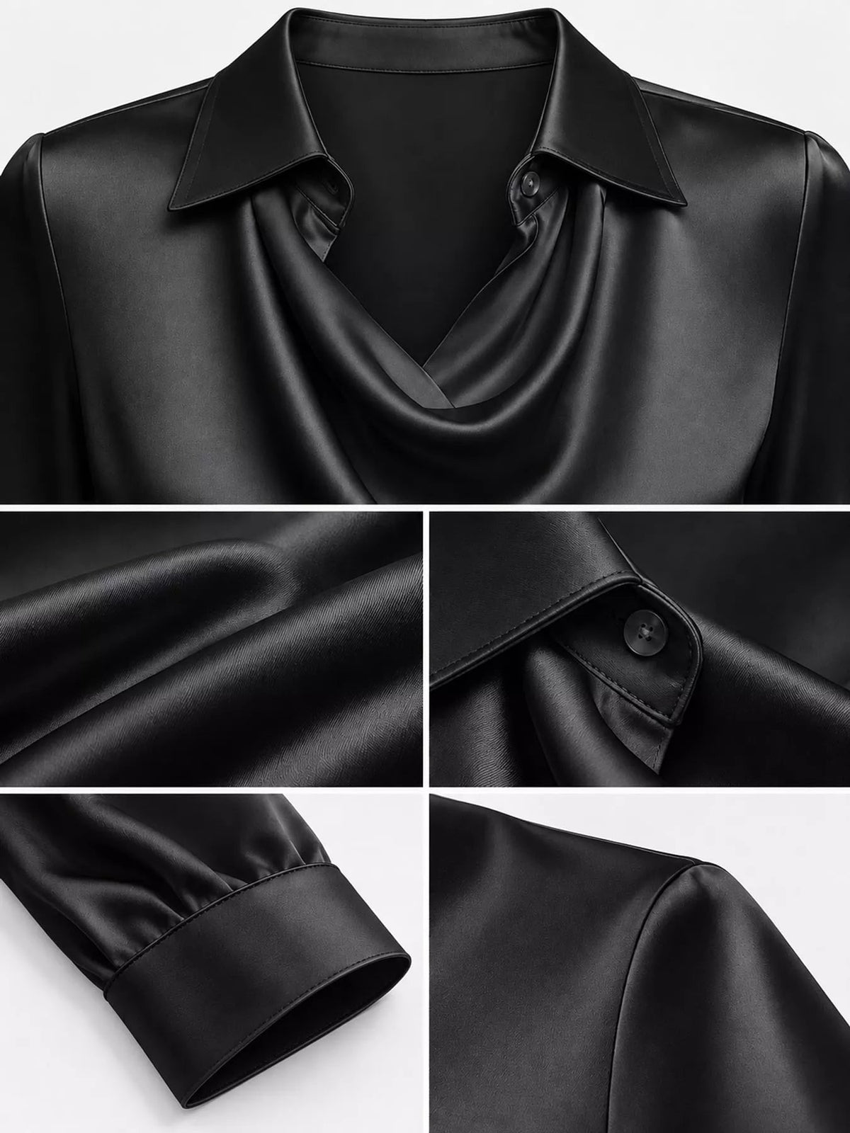 Full Size Satin Cowl Neck Blouse Plus Size - Dressed.