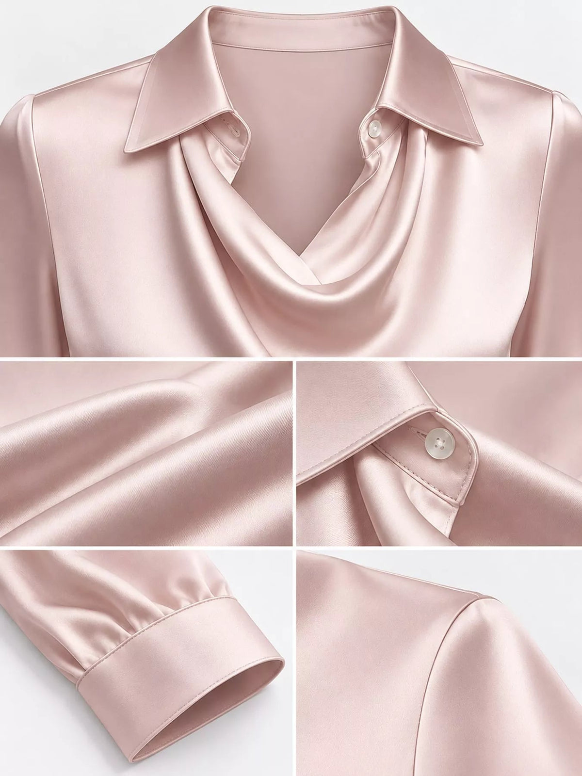 Full Size Satin Cowl Neck Blouse Plus Size - Dressed.