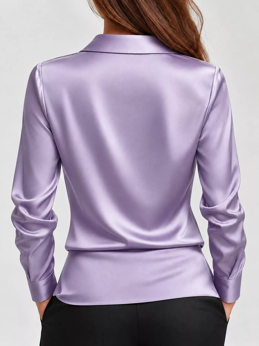 Full Size Satin Cowl Neck Blouse Plus Size - Dressed.