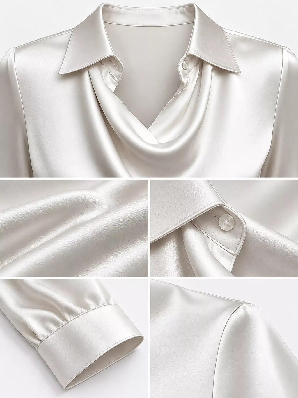 Full Size Satin Cowl Neck Blouse Plus Size - Dressed.