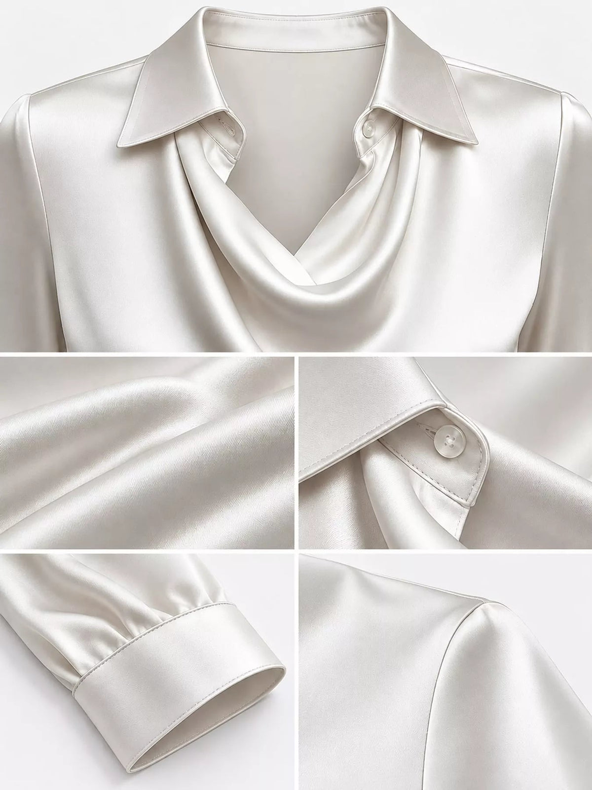 Full Size Satin Cowl Neck Blouse Plus Size - Dressed.
